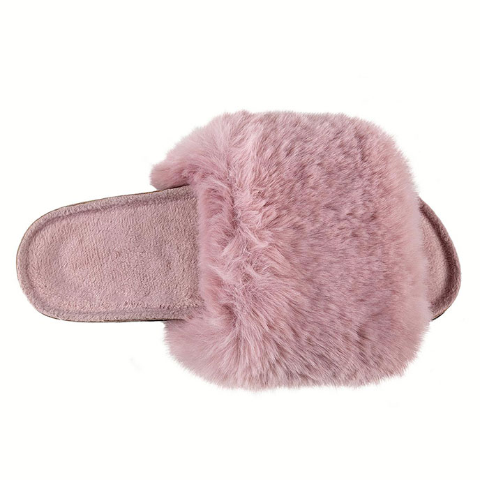 totes Ladies Cork Sole Faux Fur Slider Pink Extra Image 5